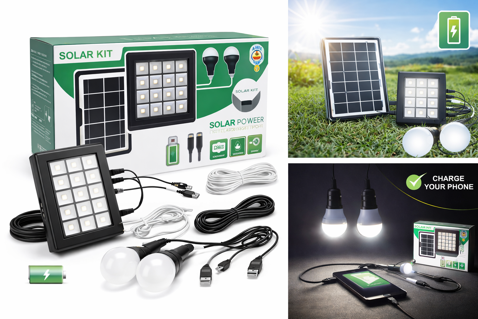 Kit lampe solaire LED haute luminosité'-Economie et autunomie totale