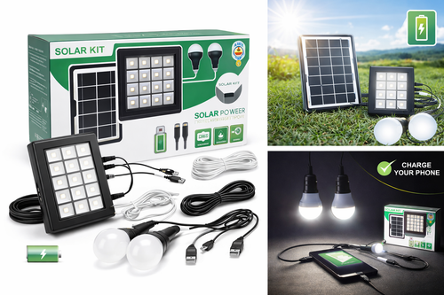 Kit lampe solaire LED haute luminosité'-Economie et autunomie totale